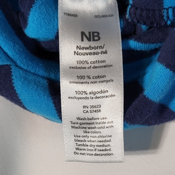 Child Of Mine by Carter's Baby Boys Newborn Blue Striped Long Sleeve Footie - Picture 5 of 6